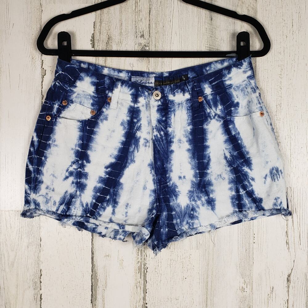 Express Bleus Denim Authentique Bleach Tie Dyed Jean Shorts Women's Size 7/8